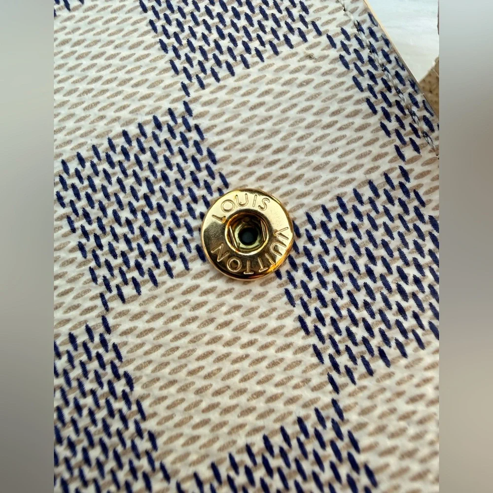 LOUIE VUITTON Small Ring Agenda Cover (Pocket size paper) Damier Azur Canvas